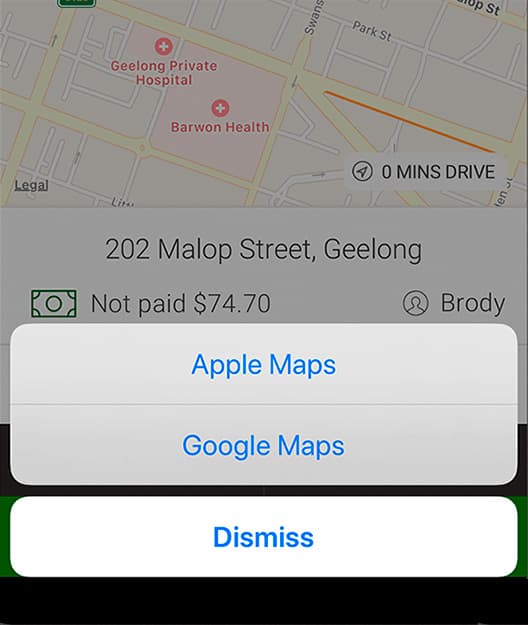 Navigate or call the customer in a single tap